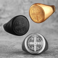 Anel Masculino Católico São Bento Aço Inoxidável - comprar online