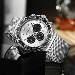 Relógio Masculino Grille Prata Quartzo Premium - comprar online