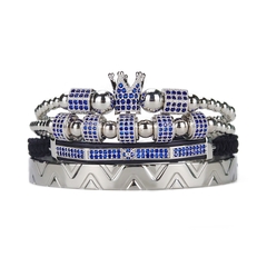 Kit de Pulseiras Real Rei Luxo Cravejado Zircônia na internet