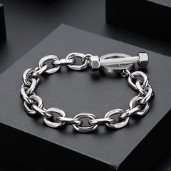 BRACELETE VINTAGE AÇO INOX FECHO CUBANO - comprar online