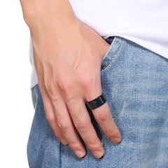 Anel Masculino Cruz Vazada Black 10mm Aço Inox - comprar online