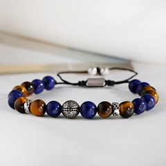 Pulseira Masculina Blindado de Pedra Natural 8mm na internet