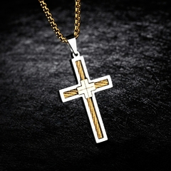 Imagem do COLAR MASCULINO CRUCIFIXO AÇO INOX PREMIUM