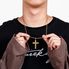 CORRENTE CRUCIFIXO AÇO INOX E MADEIRA - Pulseiras e Acessórios Masculino | Sr Lordre