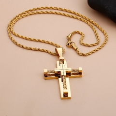 Colar Masculino Crucifixo de Aço Inox Premium