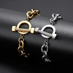 BRACELETE VINTAGE AÇO INOX FECHO CUBANO