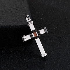 Imagem do CORRENTE CRUCIFIXO AÇO INOX E MADEIRA