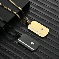 Colar Masculino Tag Aço Inoxidável Premium na internet