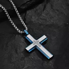 Colar Masculino Cruz Cross Cravejado em Zircônia Aço Inoxidável na internet