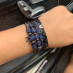Kit de Pulseiras Real Rei Luxo Cravejado Zircônia
