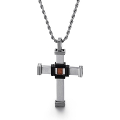CORRENTE CRUCIFIXO AÇO INOX E MADEIRA - comprar online