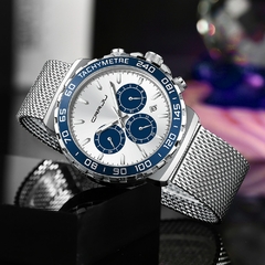 Imagem do Relógio Masculino Grille Prata Quartzo Premium