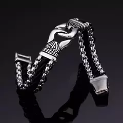 BRACELETE E AÇO INOX E COURO TRANÇADO - Pulseiras e Acessórios Masculino | Sr Lordre