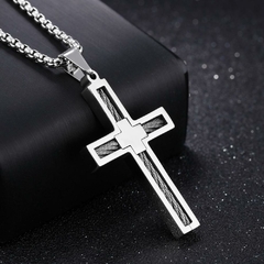 COLAR MASCULINO CRUCIFIXO AÇO INOX PREMIUM
