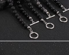 COLAR DE PEDRA NATURAL HEMATITA E ÔNIX - Pulseiras e Acessórios Masculino | Sr Lordre