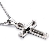 Colar Masculino Crucifixo de Aço Inox Premium na internet