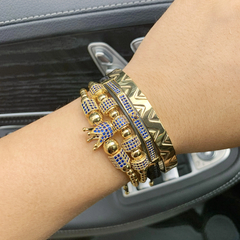 Kit de Pulseiras Real Rei Luxo Cravejado Zircônia - loja online
