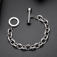 Imagem do BRACELETE VINTAGE AÇO INOX FECHO CUBANO