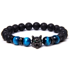 Pulseira Masculina de Pedra Olho de Tigre - comprar online