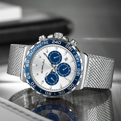Relógio Masculino Grille Prata Quartzo Premium
