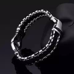 BRACELETE E AÇO INOX E COURO TRANÇADO - loja online