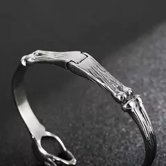 Imagem do Bracelete Masculino Crânio Aço Inox e Pedra Ônix