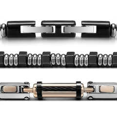 Pulseira Masculina Golden de Pedra Hematita e Aço Inox - comprar online