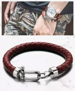 Pulseira Masculina Ferradura Couro Genuíno Fecho Lagosta na internet
