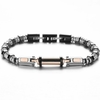 Pulseira Masculina Golden de Pedra Hematita e Aço Inox