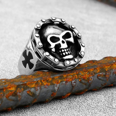 Anel Masculino Caveira Corrente Aço Inox - Pulseiras e Acessórios Masculino | Sr Lordre