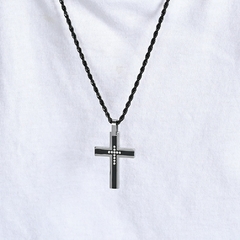 Colar Masculino Cruz Aço Inoxidável com Zircônia - loja online