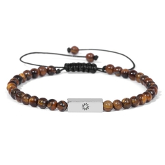 Pulseira Masculina Deuses Pedra Natural Fecho Ajustável 4mm na internet