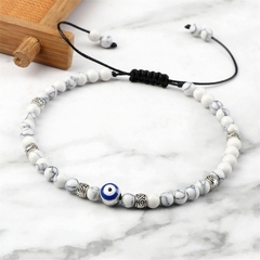 Pulseira Masculina Olho Grego de Pedra Natural 4mm - comprar online