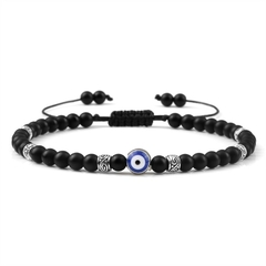 Pulseira Masculina Olho Grego de Pedra Natural 4mm - loja online