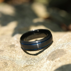 Anel Masculino Linha Dupla de Tungstênio 8mm