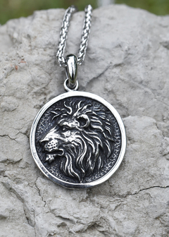 Colar Masculino Leão Rústico Aço Inoxidável - Pulseiras e Acessórios Masculino | Sr Lordre