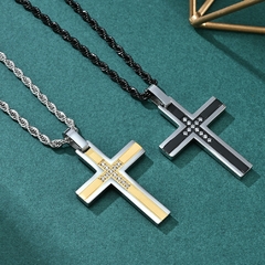 Colar Masculino Cruz Aço Inoxidável com Zircônia - comprar online