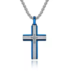 Colar Masculino Cruz Cross Cravejado em Zircônia Aço Inoxidável - comprar online