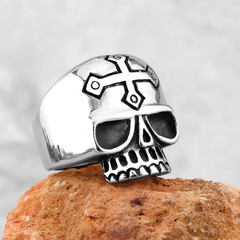 Anel de Caveira Masculino Cruz Viking Aço Inox na internet
