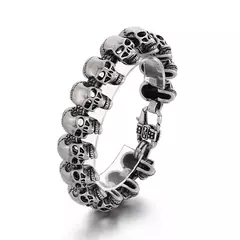 Pulseira Masculina Caveiras Aço Inox Premium