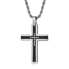 Colar Masculino Cruz Aço Inoxidável com Zircônia na internet
