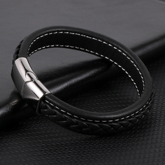 Pulseira Masculina Luxo de Couro e Fecho de Aço Inox - Pulseiras e Acessórios Masculino | Sr Lordre