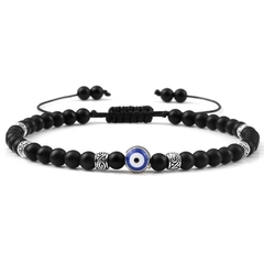 Pulseira Masculina Olho Grego de Pedra Natural 4mm
