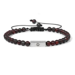 Pulseira Masculina Deuses Pedra Natural Fecho Ajustável 4mm