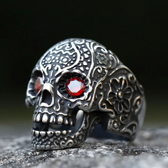 Anel de Caveira Masculino Rock Pedra Aço Inox - Pulseiras e Acessórios Masculino | Sr Lordre