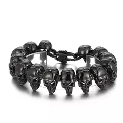Imagem do Pulseira Masculina Caveiras Aço Inox Premium