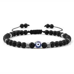 Imagem do Pulseira Masculina Olho Grego de Pedra Natural 4mm