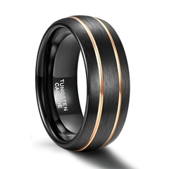 Anel Masculino Linha Dupla de Tungstênio 8mm - comprar online