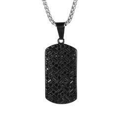 COLAR MASCULINO TAG CRAVEJADA EM ZIRCÔNIA E AÇO INOX - Pulseiras e Acessórios Masculino | Sr Lordre