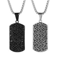 COLAR MASCULINO TAG CRAVEJADA EM ZIRCÔNIA E AÇO INOX na internet